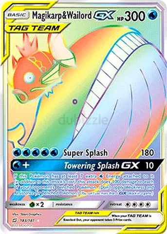 Magikarp  Wailord-GX TAG TEAM Rainbow Full-Art Pokémon Card (Rare)