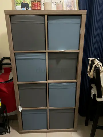 My 8-cube storage shelf with fabric bins