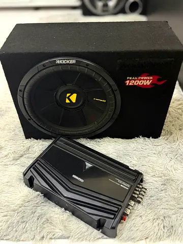 KICKER CompD 2 Ohm DUAL COIL 12” SUBWOOFER 1200W with SEALED BOX  KENWOOD 800W AMPLIFIER FOR SALE