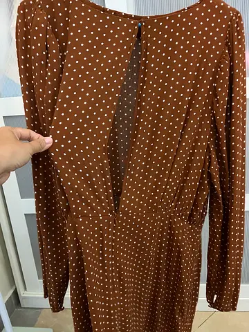 HM Brown polka dot long-sleeve womens dress