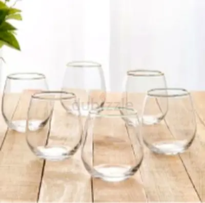 Set of 6 Elegant Stemless Wine Glasses