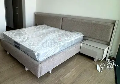 Upholstered bed frame bedside tables (without mattress) - hydraulic storage under