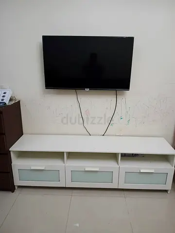 Modern White TV Stand with Storage