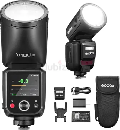 Godox V100 S Round Head Flash for Sony - V1 Upgrade, 100W TTL, Touch Screen Control, Global Shutter