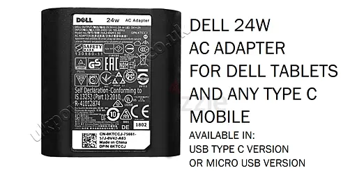 Dell Brand Original 24W Fast Type C / USB Charger for Tablets and Any Mobile