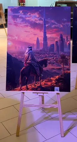 Stunning Artwork of a Rider in Dubai Landscape. Beautiful Artwork 70x100 print on high quality Canva