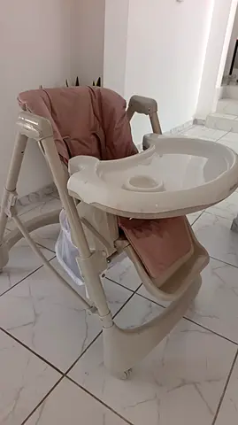 Adjustable baby high chair with removable tray and washable cover