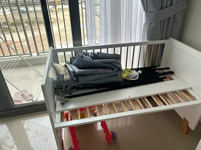 Large Foldable Baby Playpen with Ball Pit — Grey, Good Condition