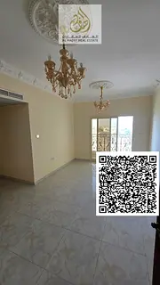 For rent in Ajman Al Jurf 2, 1-bedroom apartment with 2 bathrooms, balcony with open view, built-in
