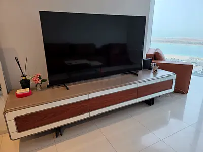 Modern TV console Okyanus (upto-80 inches) - gray  walnut — excellent condition