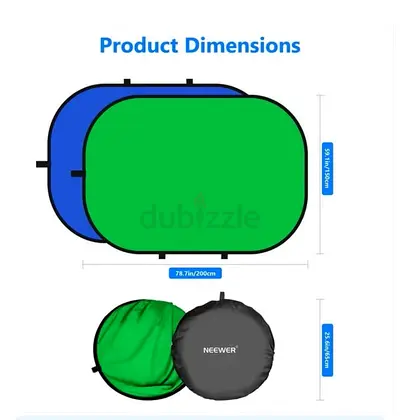 NEEWER Chromakey Backdrops, Double Sided Green Screen and Blue Screen, 2 in 1 Collapsible and Revers