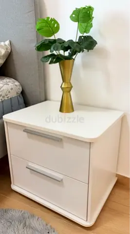 White 2-drawer bedside nightstand - 2 units