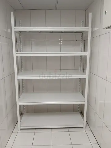White metal 5-shelf storage rack — sturdy, good condition size 240H/40D/120L