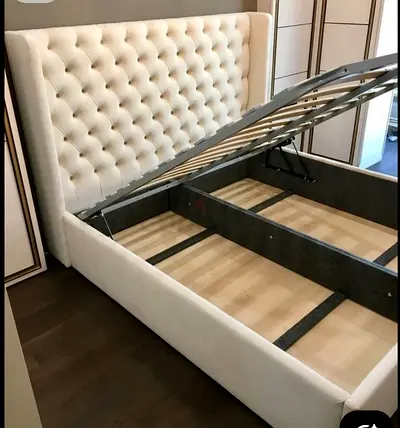 King size tufted headboard with hydraulic storage bed ( customization options available)