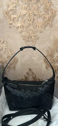 My Charles  Keith black woven shoulder bag with detachable strap