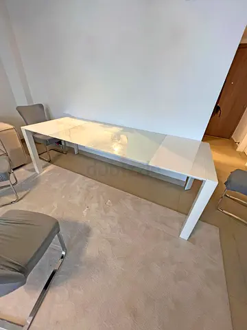 Dining table metal and glass 1.40(2.30)/0.90 m