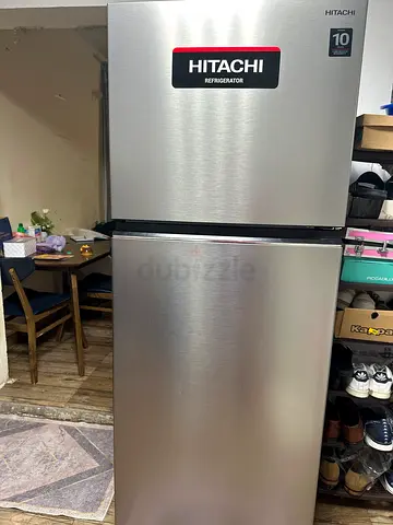 Hitachi 2-door refrigerator (top freezer) - stainless steel, good condition