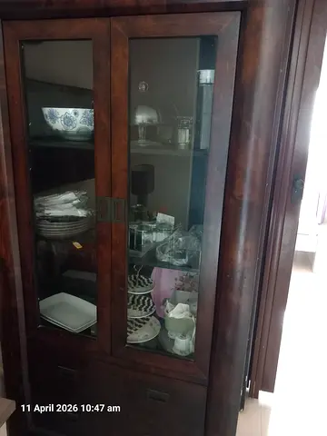 Elegant Brown Rectangular Display Cabinet