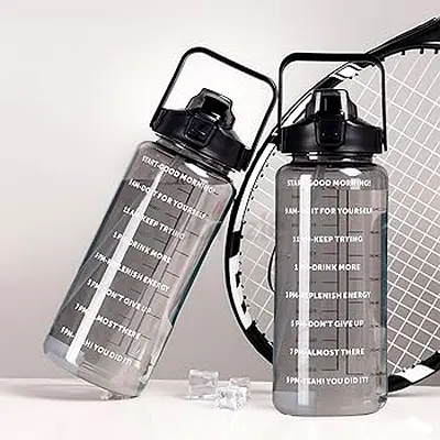 Set of 2 Motivational Time‑Marker Sports Water Bottles - Used