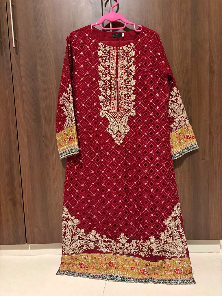 sachin and babi light blue dress 3 Piece Embroidered Organza Suit