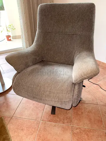Otto Recliner by Hilker grey high-back upholstered armchair (good condition)