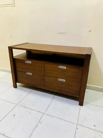 Wooden TV console / media unit with 4 drawers - good condition
