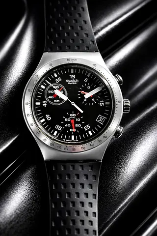 My Swatch Mens Chronograph – Black Dial with Rubber Strap