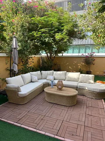 Outdoor Sofa, Coffee Table  Parasol