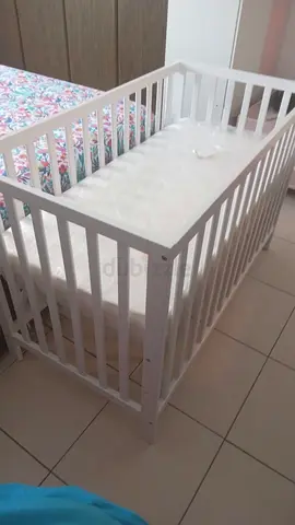 White wooden baby crib with mattress - NOT USED