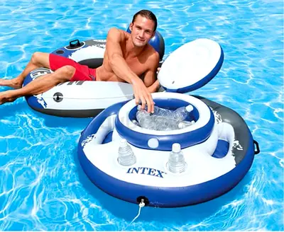 inflatable pool float with a built-in cooler