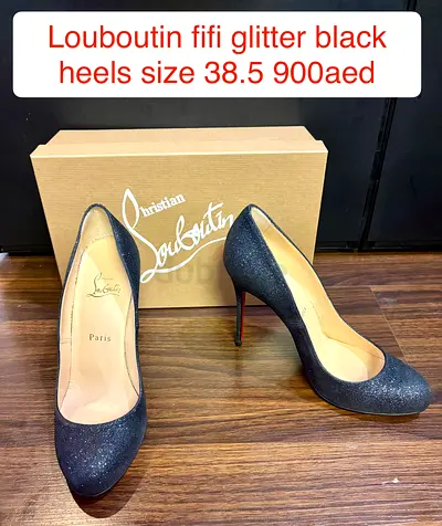 Christian Louboutin black glitter Fifi pumps size 38.5