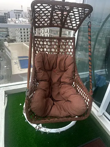 My rattan hanging egg chair with stand and cushion - good condition