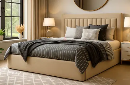Beige Brand new Queen size bed strong good Quality Queen bed with mattress