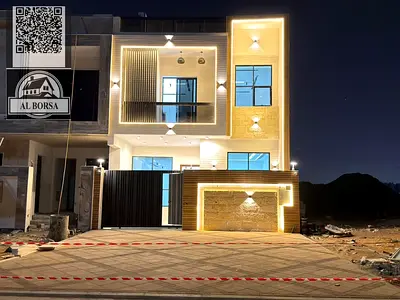🏠للبيع فيلا في الياسيمن عجمان _ 4 غرف ماستر ومجلس وصاله _ بسعر شامل رسوم _  ( طابقين + روف ) موقع مميز بجانب حدبقه الحميديه والمسجد