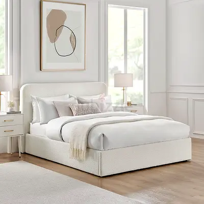 Selling my upholstered cream bed frame with padded headboard