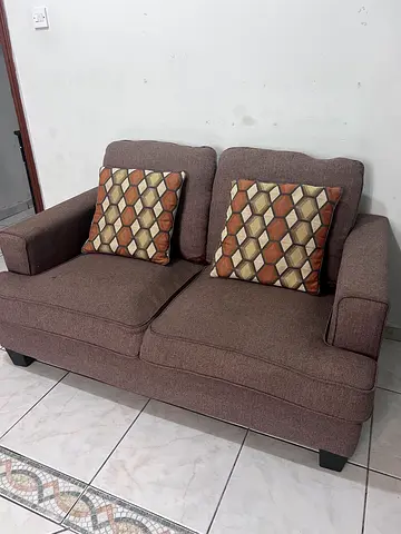 Homebox Brown 2-seater fabric sofa with cushions