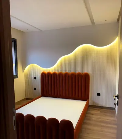 Elegant Customizable Modern Bed Frame with Upholstered Headboard – Design Your Dream Bedroom with T