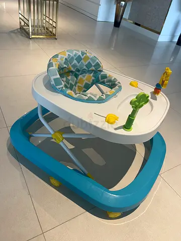 Colorful baby walker with activity tray - washable foam seat