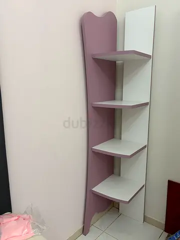 2 long bookshelves — purple/white, 4 slots (2 bookshelves) right  left