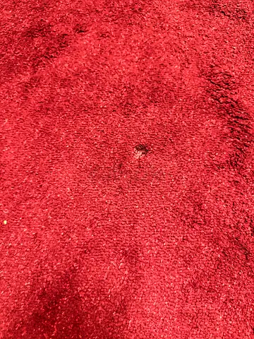 IKEA Red plush area rug (used) — small burn spot