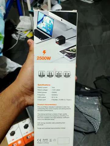 Universal Multi-Plug Adapter 2500W - Fast Charge USB-C  USB-A Power Socket