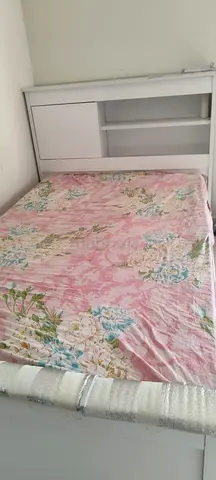 White bed frame with built-in storage headboard 2 no. Available