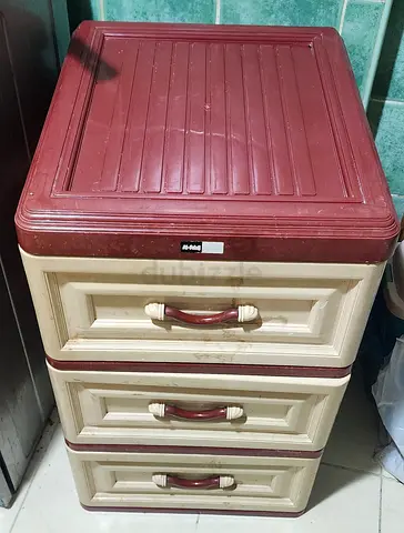 My 3-Drawer Plastic Storage Cabinet - Cream  Maroon ( need little cleanliness)