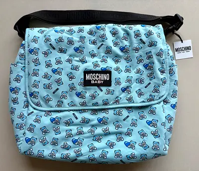 MOSCHINO BABY Blue Teddy Bear Print Changing Bag