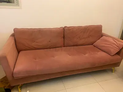 Urgent! Home Centre 3-Seater Soft Pink Velvet Sofa