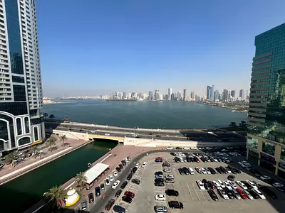 Sea view | free parking + owner pays municipality attestation | 3BR hall | prime location on Al Qasba Canal near all services