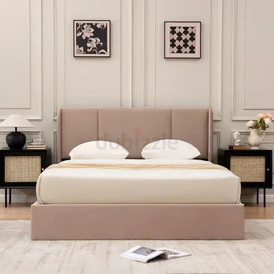 My beige Brand new Queen size bed storage bed Queen bed medical mattress good Quality