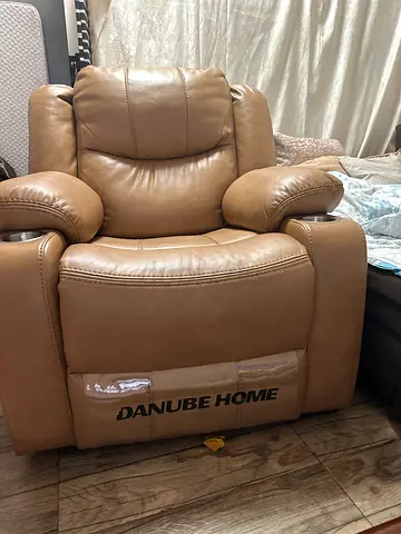 Danube Home tan leather recliner chair - used, good condition