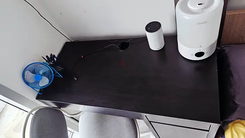 Dark wood study/computer desk with drawers - used