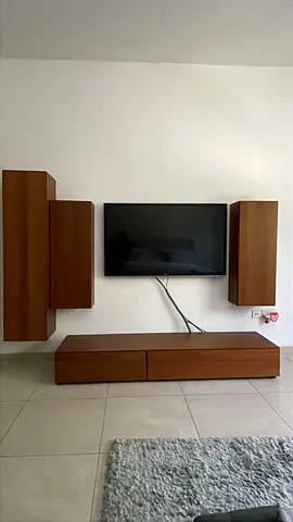 BO Concept wall-mounted wooden TV unit — 4-piece entertainment center